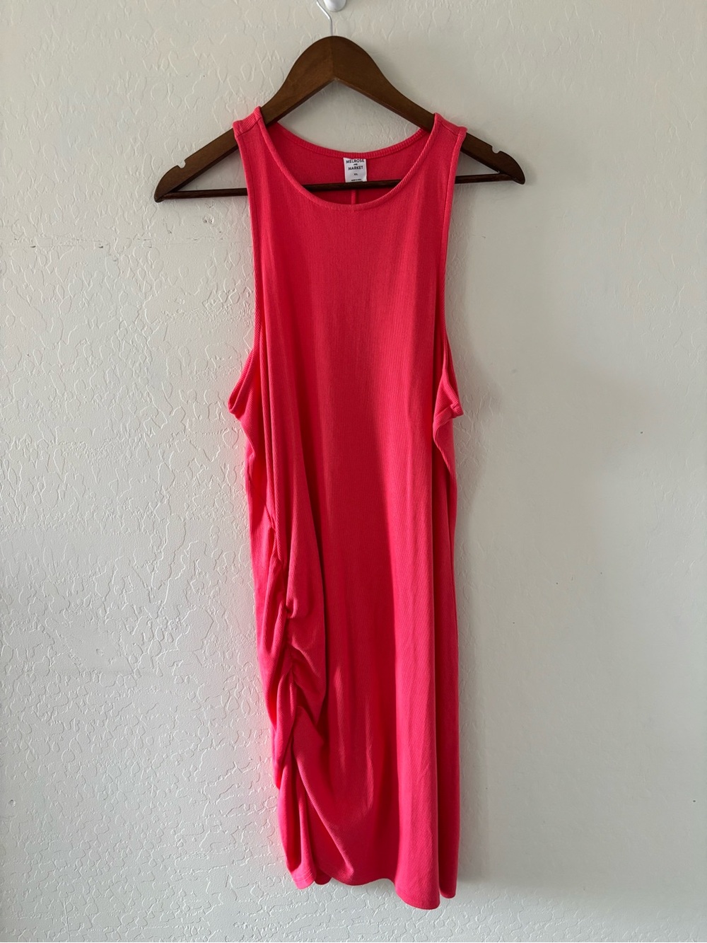 Melrose and Market Hot Pink Neon Pink Ribbed Sleeveless Midi Dress XXL